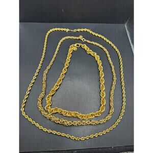 Lot of 3 Styles Gold Tone Chain Statement Necklaces Monet & Givenchy Signed